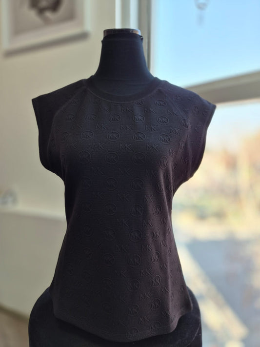 Polera de mujer Michael Kors negra con monograma