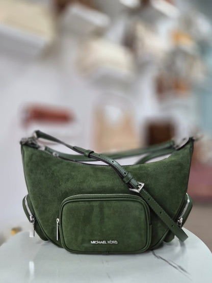Crossbody Michael Kors gamuza verde oliva